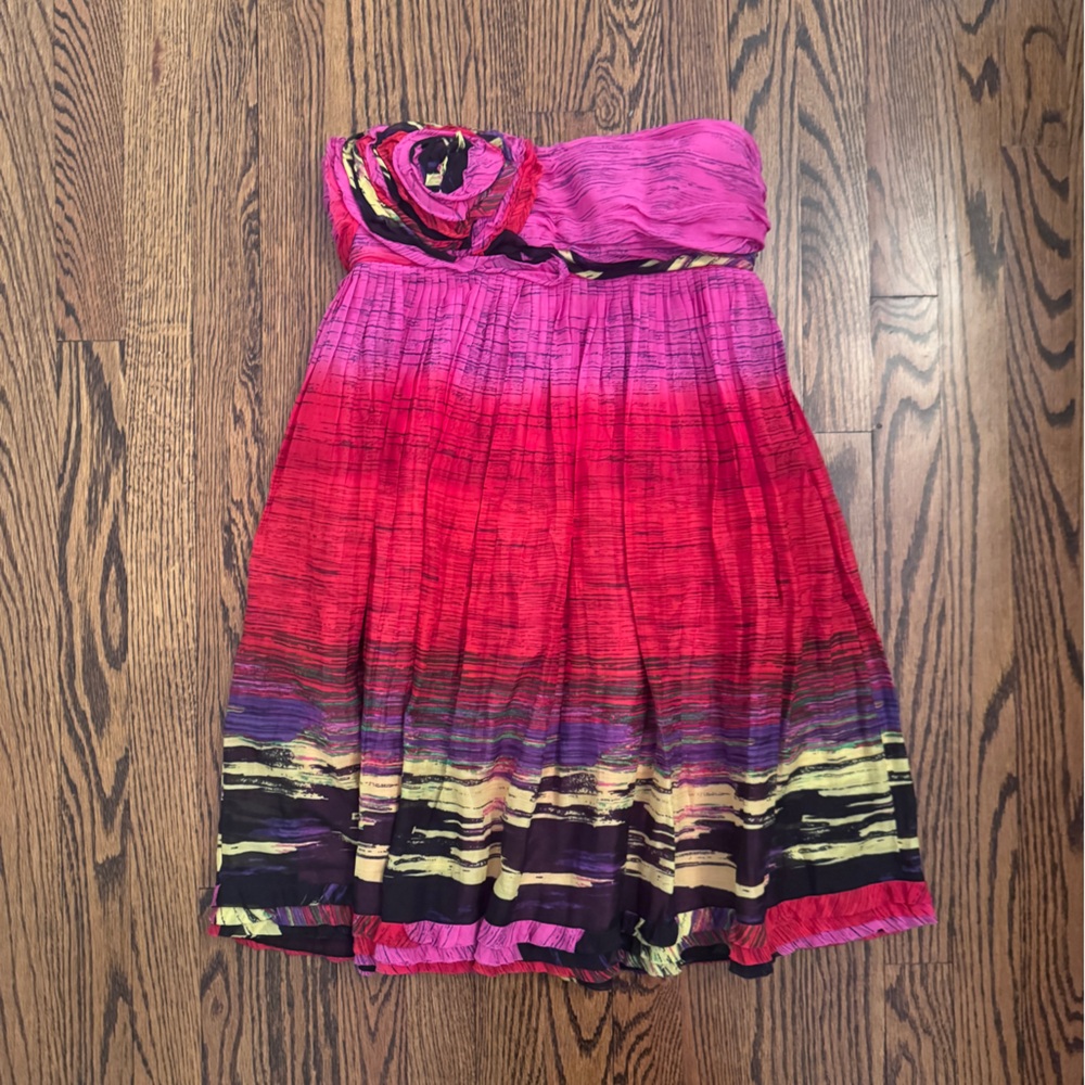 Y2K Vibrant Pink and Purple Women's Strapless Mini Dress